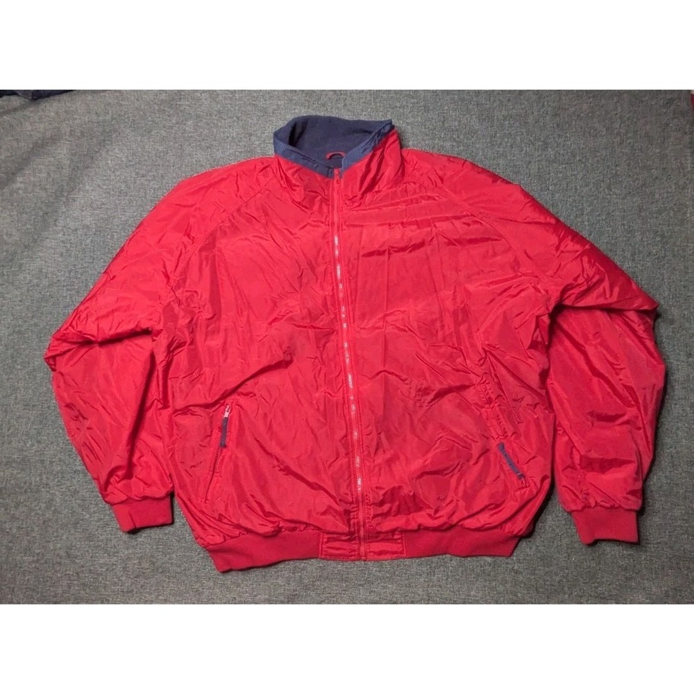 Vintage Tri Mountain Windbreaker Rain Jacket Mens 6XL Tall Red Zip Up Coat
